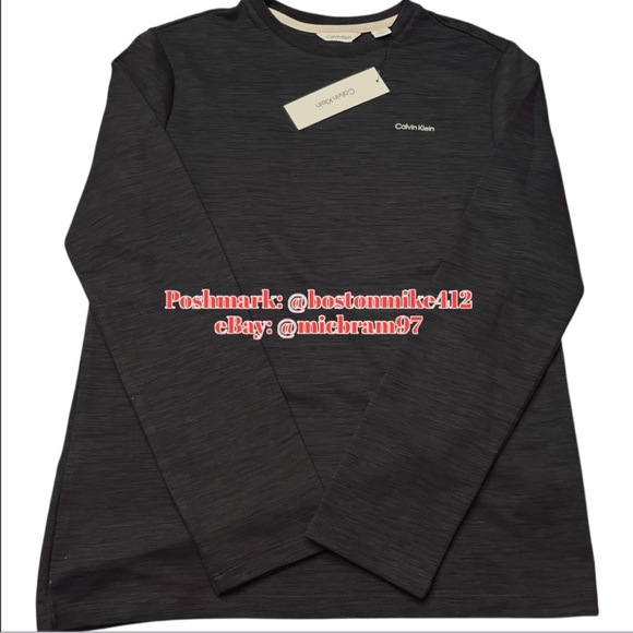 Calvin Klein Black Long Sleeves Crew pullover SM Mens CK lightweight knit w logo - Picture 5 of 14